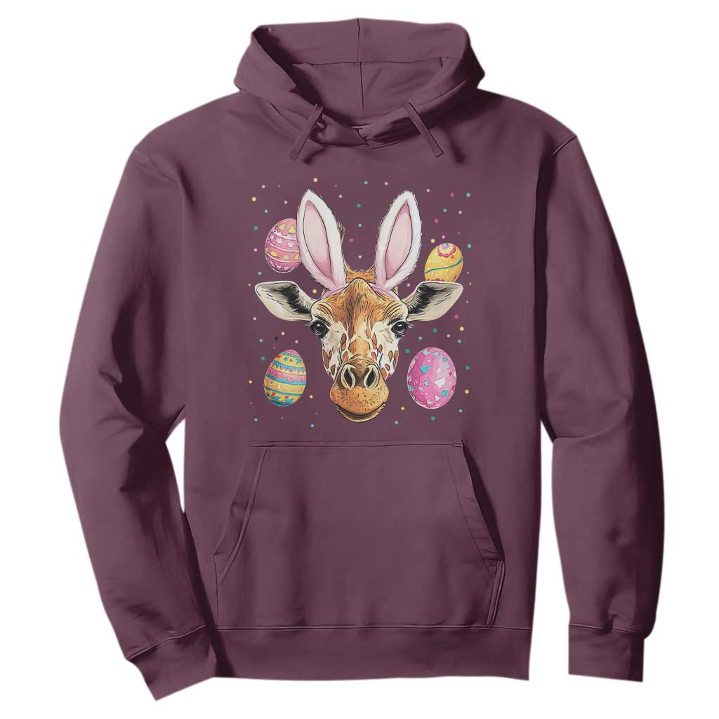 Funny Giraffe Bunny Hoodie Happy Easter Day Sunday TS02 Maroon Print Your Wear