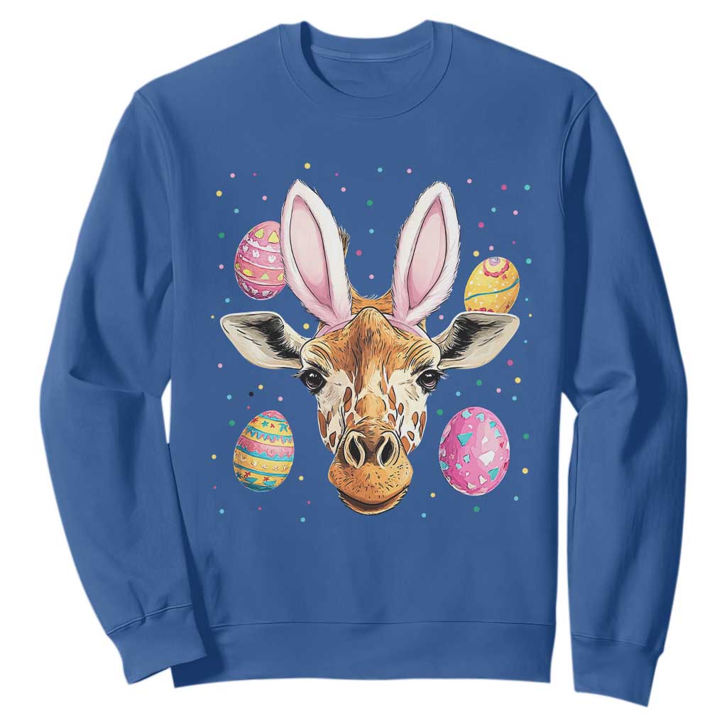 Funny Giraffe Bunny Sweatshirt Happy Easter Day Sunday TS02 Royal Blue Print Your Wear
