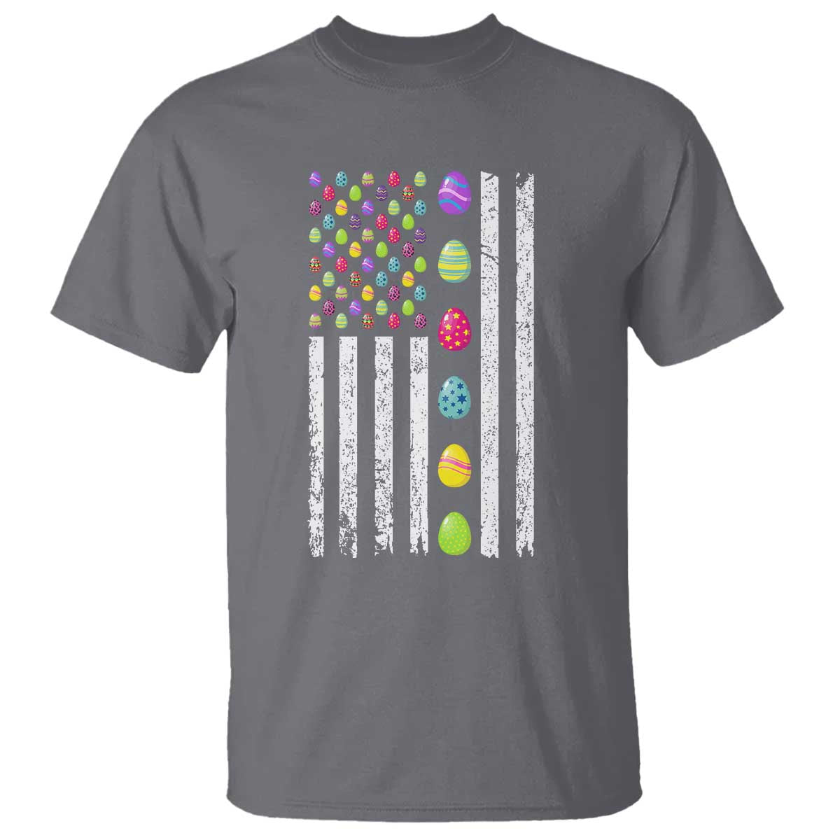 Easter Eggs American Flag Patriotic T Shirt Happy Easter Day TS02 Charcoal Print Your Wear