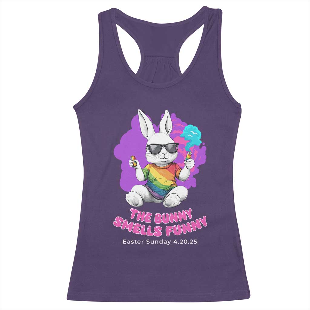 Happy 420 Easter Racerback Tank Top The Bunny Smells Funny TS02 Purple Print Your Wear