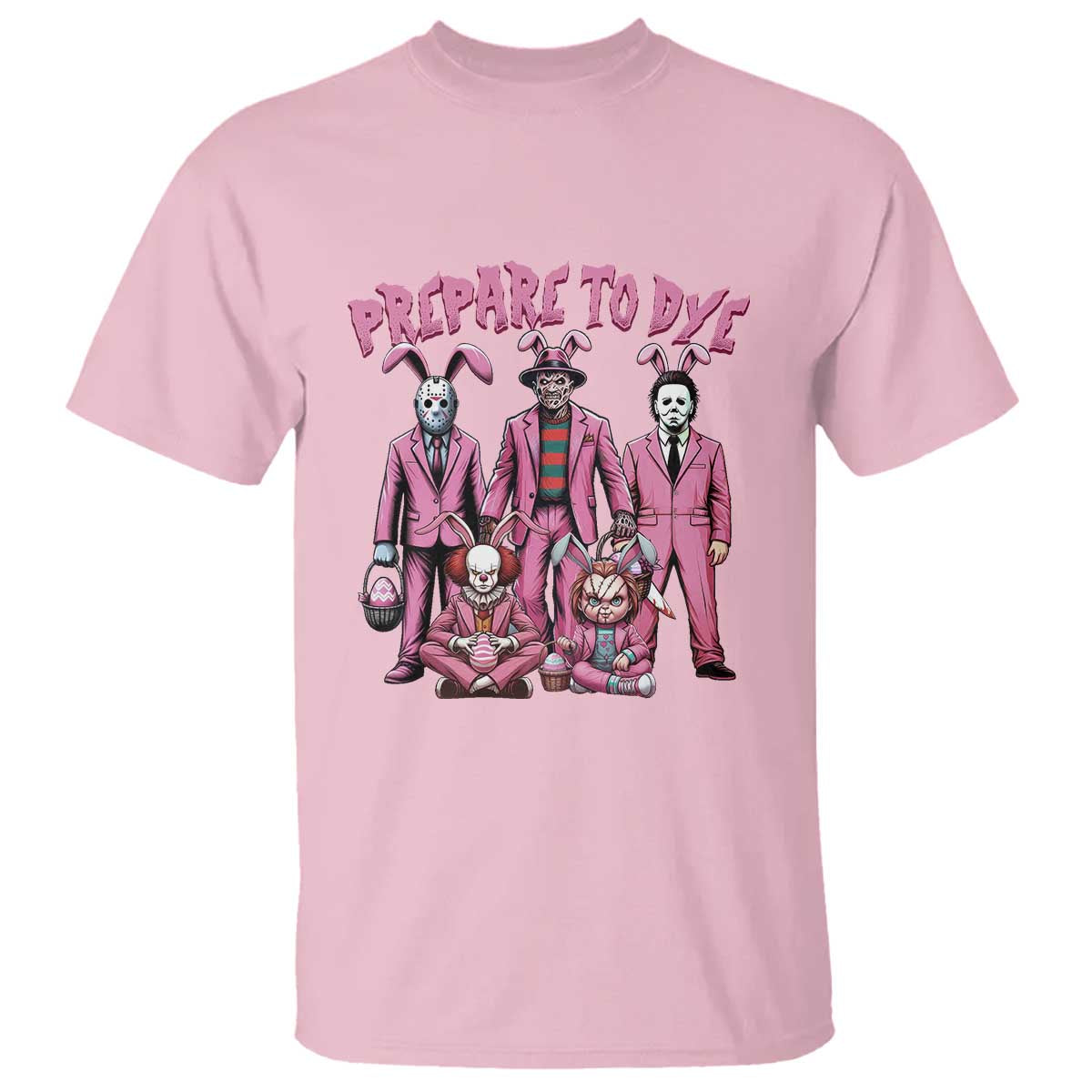Prepare to Groovy Dye Funny Bunny Easter T Shirt Horror Dyeing Eggs TS02 Light Pink Print Your Wear
