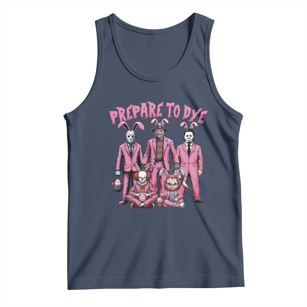Prepare to Groovy Dye Funny Bunny Easter Tank Top Horror Dyeing Eggs TS02 Navy Print Your Wear