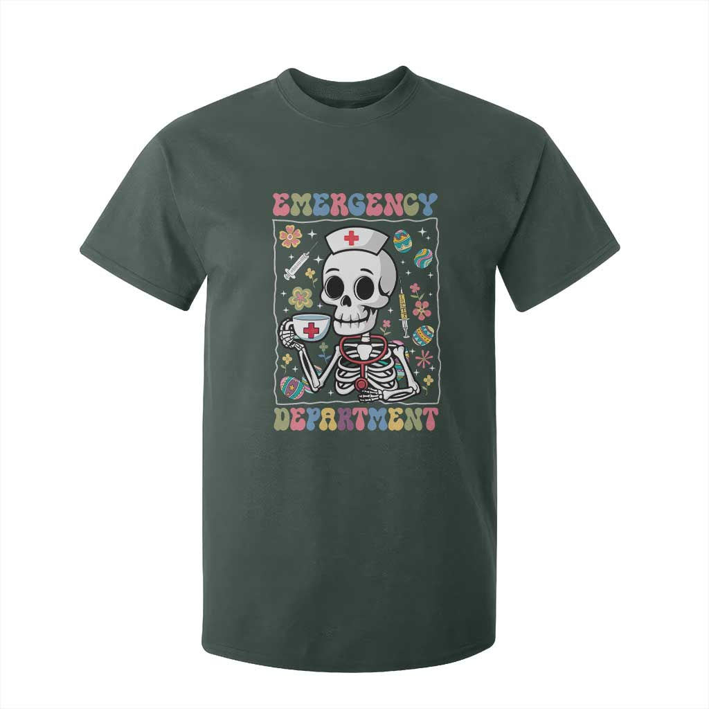Emergency Department Skeleton Nurse Easter T Shirt For Kid ER Nursing Room TS02 Dark Forest Green Print Your Wear