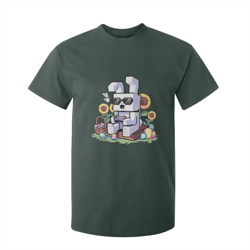 Pixel Art Gamer Bunny Easter T Shirt For Kid Cool Retro Gaming Vibes TS02 Dark Forest Green Print Your Wear