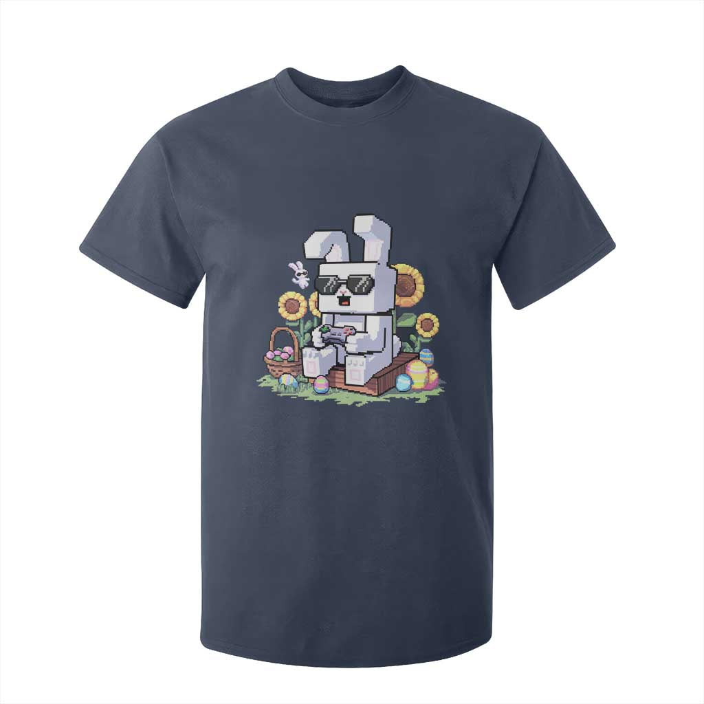 Pixel Art Gamer Bunny Easter T Shirt For Kid Cool Retro Gaming Vibes TS02 Navy Print Your Wear