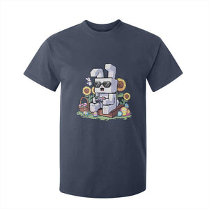 Pixel Art Gamer Bunny Easter T Shirt For Kid Cool Retro Gaming Vibes TS02 Navy Print Your Wear