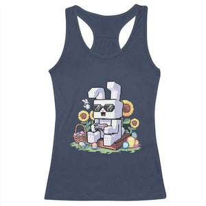 Pixel Art Gamer Bunny Easter Racerback Tank Top Cool Retro Gaming Vibes TS02 Navy Print Your Wear
