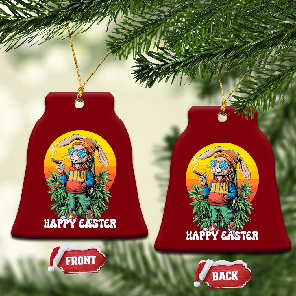 Happy 420 Easter Ceramic Ornament Funny Bunny Smoking Weed TS02 Print Your Wear