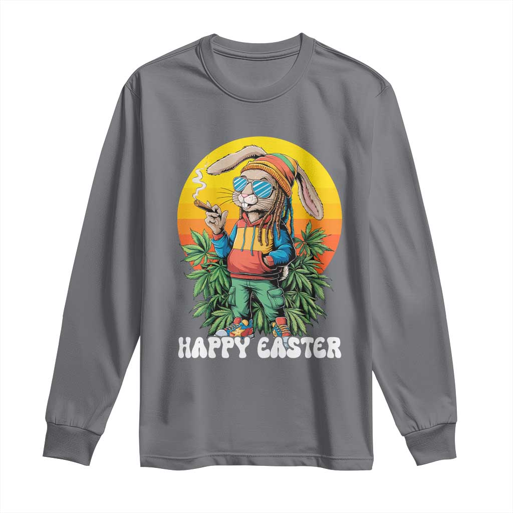 Happy 420 Easter Long Sleeve Shirt Funny Bunny Smoking Weed TS02 Charcoal Print Your Wear