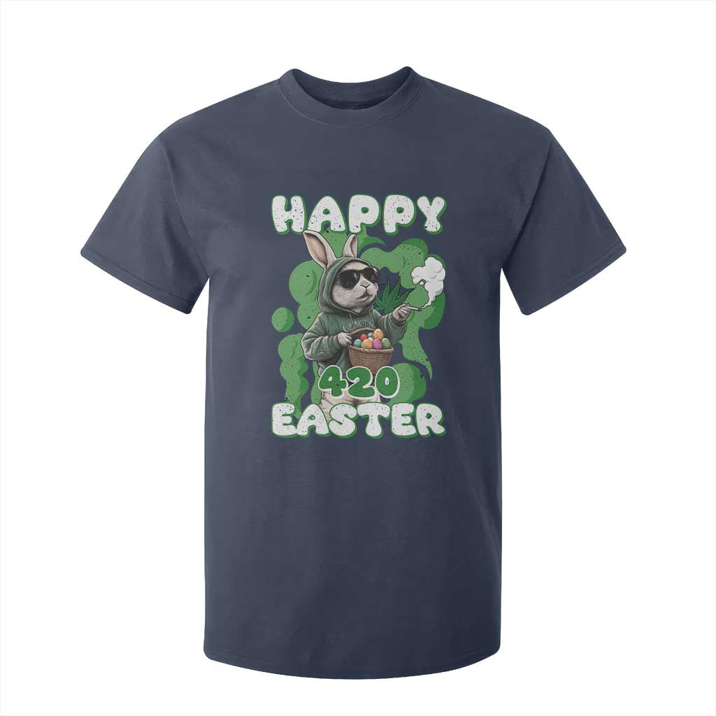 Happy 420 Easter T Shirt For Kid Funny Smoking Easter Bunny TS02 Navy Print Your Wear