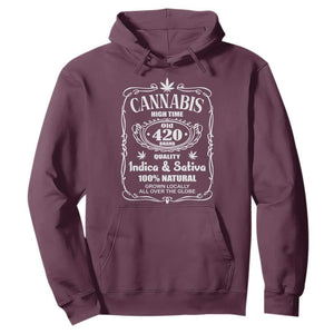 Funny Cannabis High Time Hoodie Old 420 Indica & Sativa Weed TS02 Maroon Print Your Wear