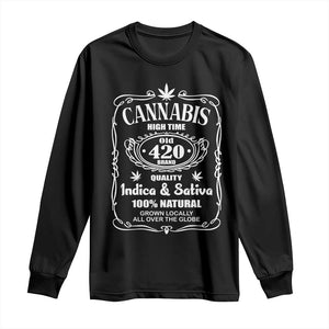 Funny Cannabis High Time Long Sleeve Shirt Old 420 Indica & Sativa Weed TS02 Black Print Your Wear