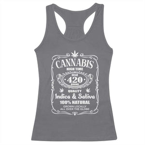 Funny Cannabis High Time Racerback Tank Top Old 420 Indica & Sativa Weed TS02 Charcoal Print Your Wear