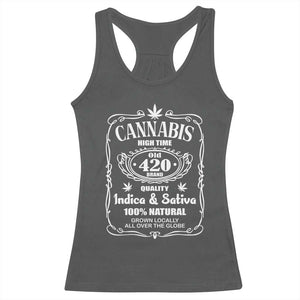 Funny Cannabis High Time Racerback Tank Top Old 420 Indica & Sativa Weed TS02 Dark Heather Print Your Wear