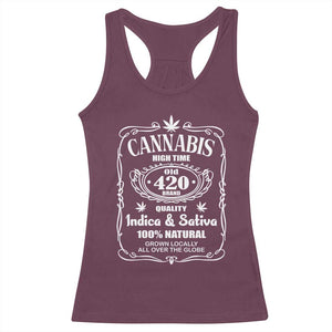 Funny Cannabis High Time Racerback Tank Top Old 420 Indica & Sativa Weed TS02 Maroon Print Your Wear