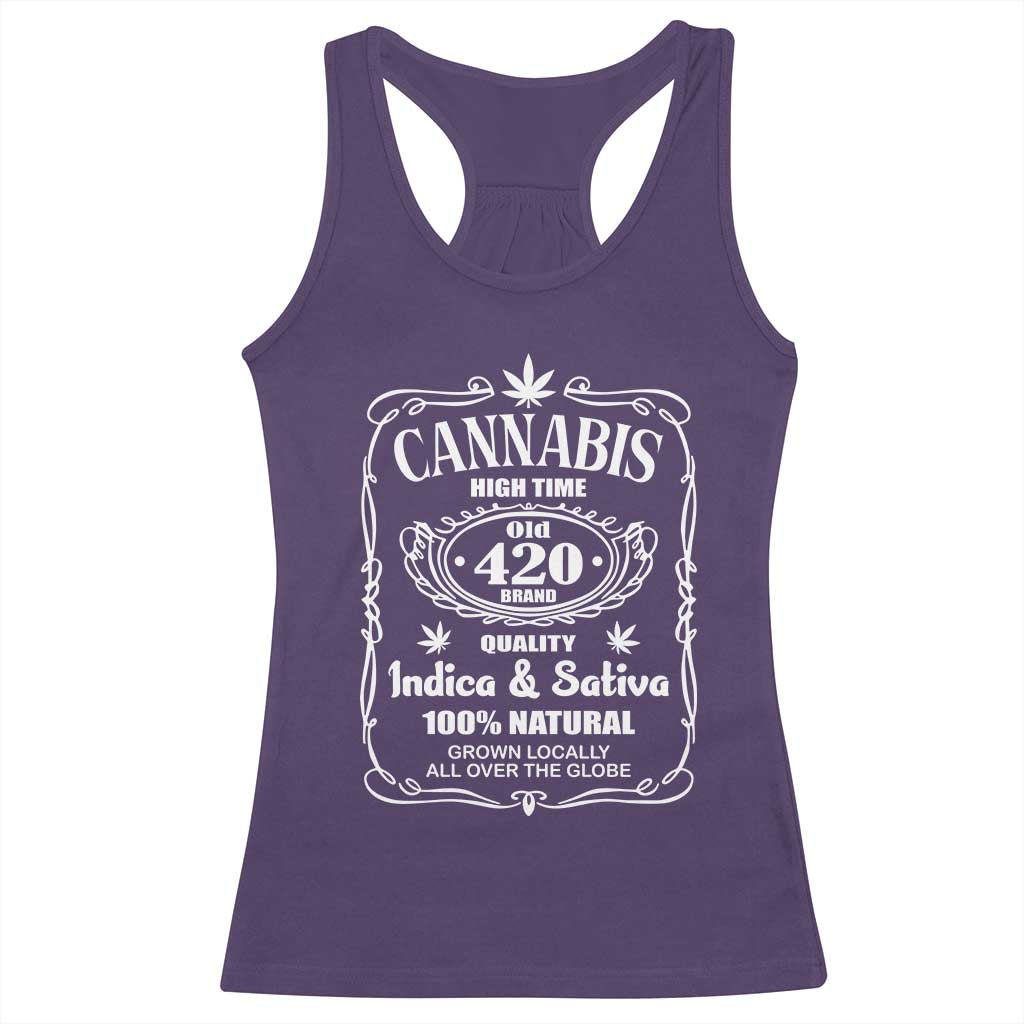 Funny Cannabis High Time Racerback Tank Top Old 420 Indica & Sativa Weed TS02 Purple Print Your Wear