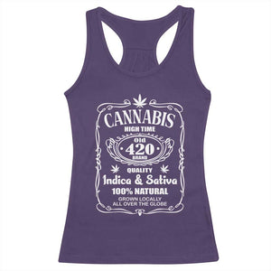 Funny Cannabis High Time Racerback Tank Top Old 420 Indica & Sativa Weed TS02 Purple Print Your Wear