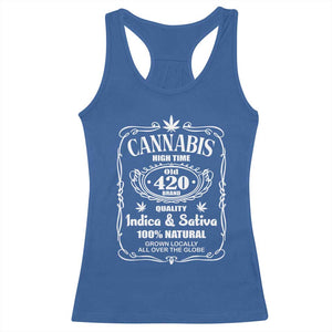 Funny Cannabis High Time Racerback Tank Top Old 420 Indica & Sativa Weed TS02 Royal Blue Print Your Wear