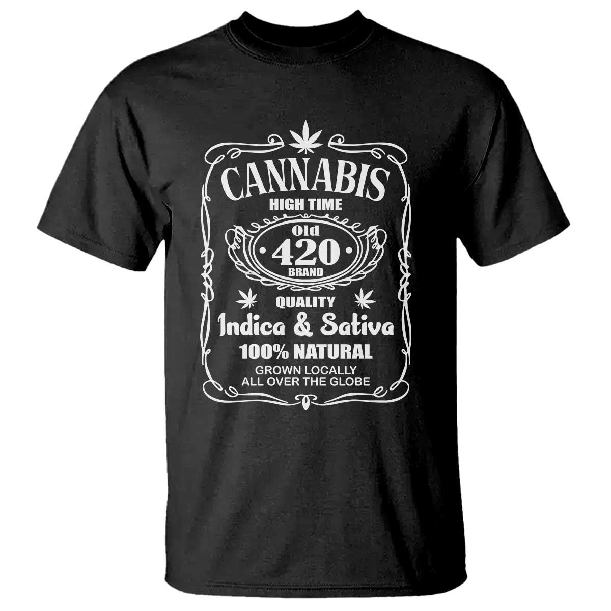 Funny Cannabis High Time T Shirt Old 420 Indica & Sativa Weed TS02 Black Print Your Wear