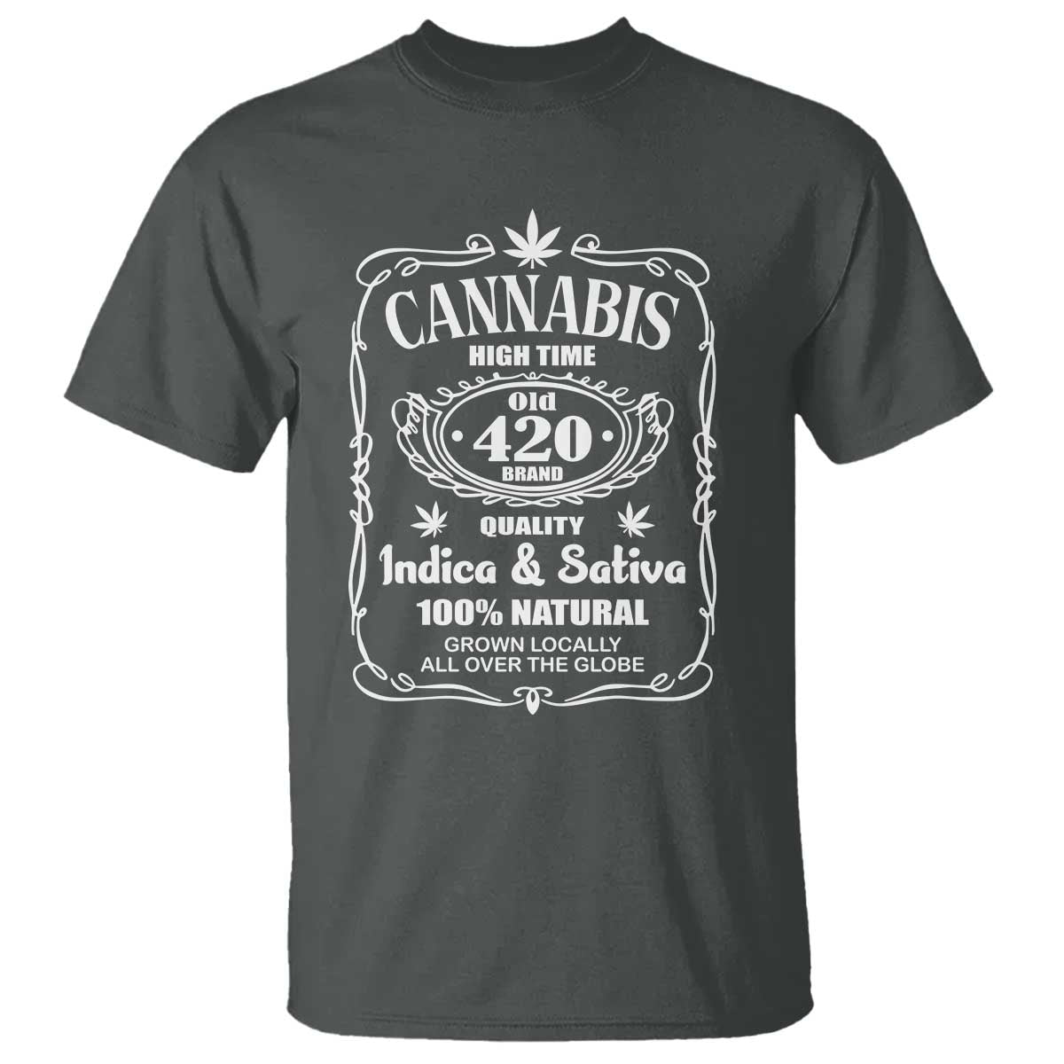 Funny Cannabis High Time T Shirt Old 420 Indica & Sativa Weed TS02 Dark Heather Print Your Wear
