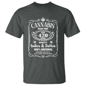 Funny Cannabis High Time T Shirt Old 420 Indica & Sativa Weed TS02 Dark Heather Print Your Wear