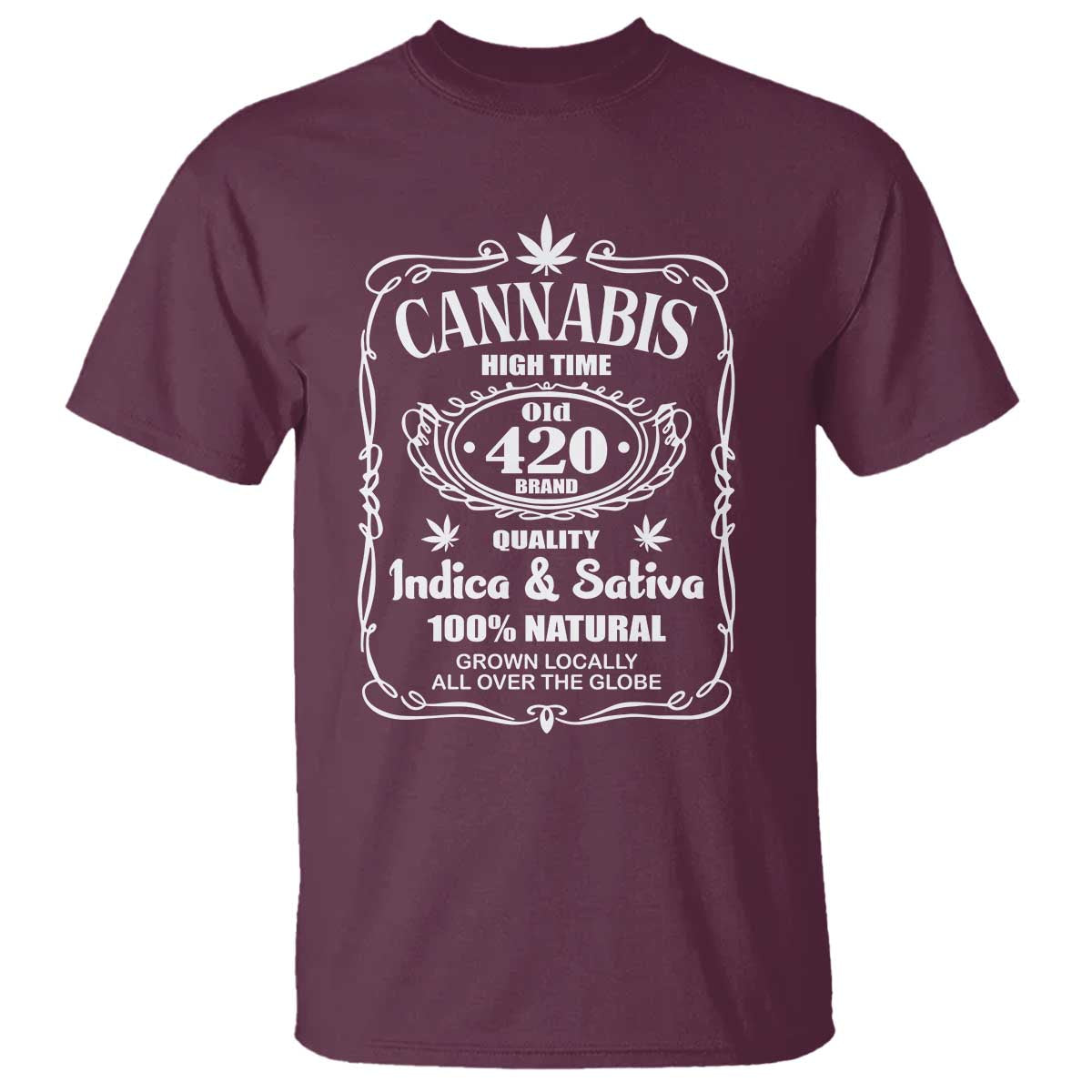 Funny Cannabis High Time T Shirt Old 420 Indica & Sativa Weed TS02 Maroon Print Your Wear