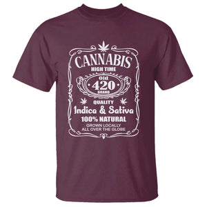 Funny Cannabis High Time T Shirt Old 420 Indica & Sativa Weed TS02 Maroon Print Your Wear