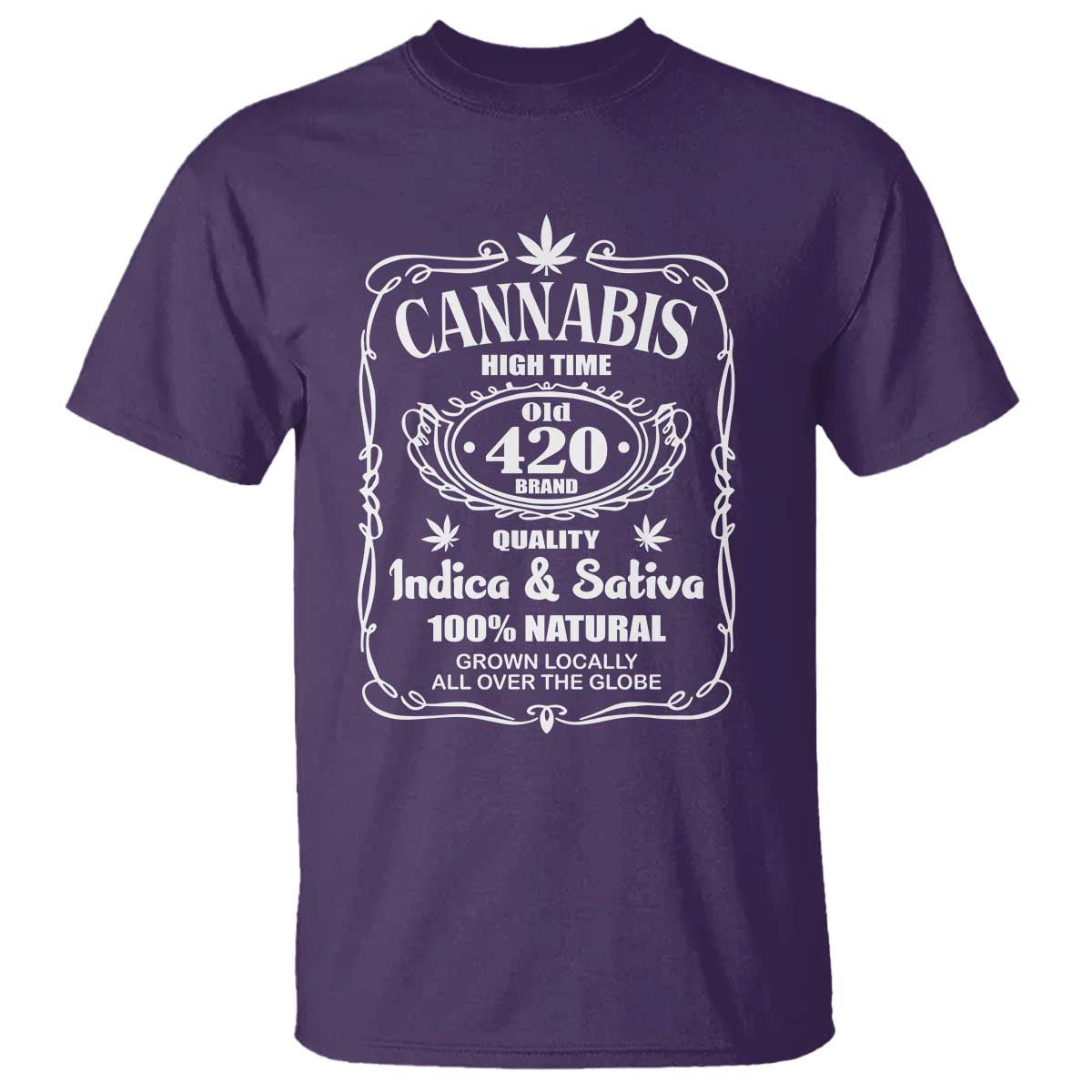 Funny Cannabis High Time T Shirt Old 420 Indica & Sativa Weed TS02 Purple Print Your Wear