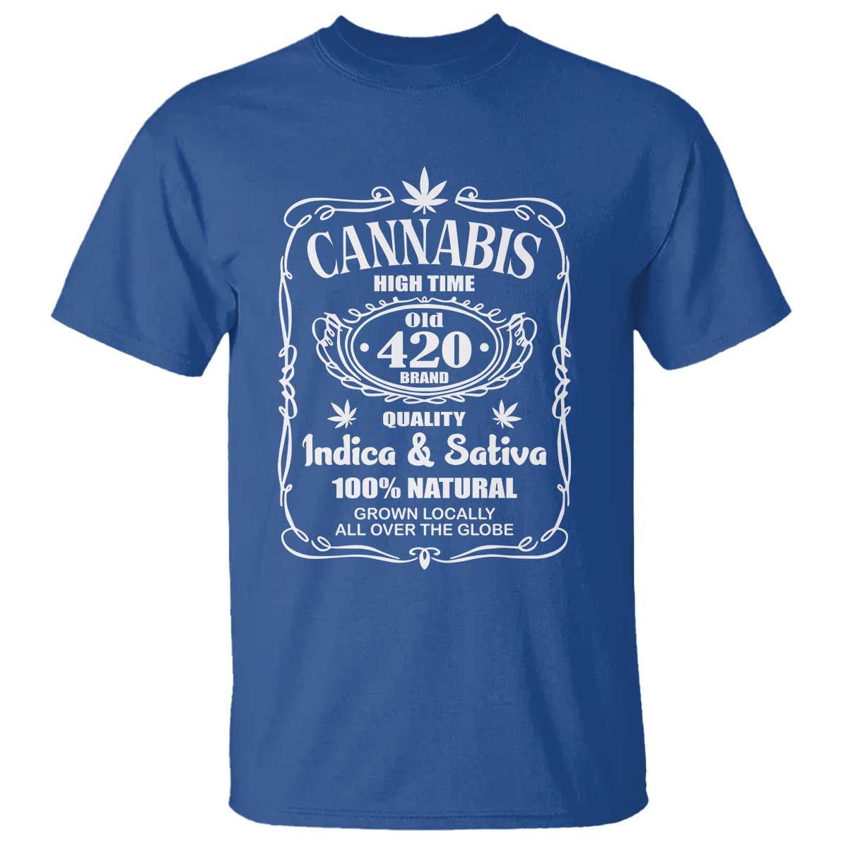 Funny Cannabis High Time T Shirt Old 420 Indica & Sativa Weed TS02 Royal Blue Print Your Wear