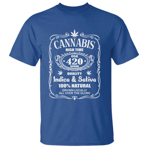 Funny Cannabis High Time T Shirt Old 420 Indica & Sativa Weed TS02 Royal Blue Print Your Wear