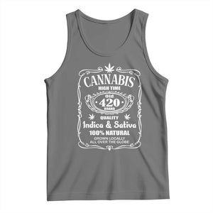 Funny Cannabis High Time Tank Top Old 420 Indica & Sativa Weed TS02 Black Heather Print Your Wear