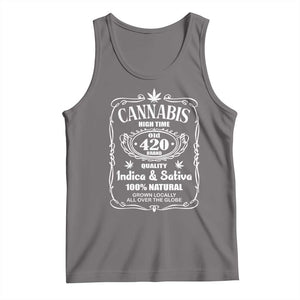 Funny Cannabis High Time Tank Top Old 420 Indica & Sativa Weed TS02 Deep Heather Print Your Wear