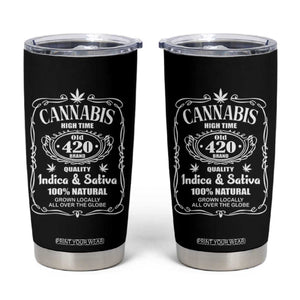 Funny Cannabis High Time Tumbler Cup Old 420 Indica & Sativa Weed TS02 Black Print Your Wear