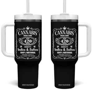 Funny Cannabis High Time Tumbler With Handle Old 420 Indica & Sativa Weed TS02 One Size: 40 oz Black Print Your Wear
