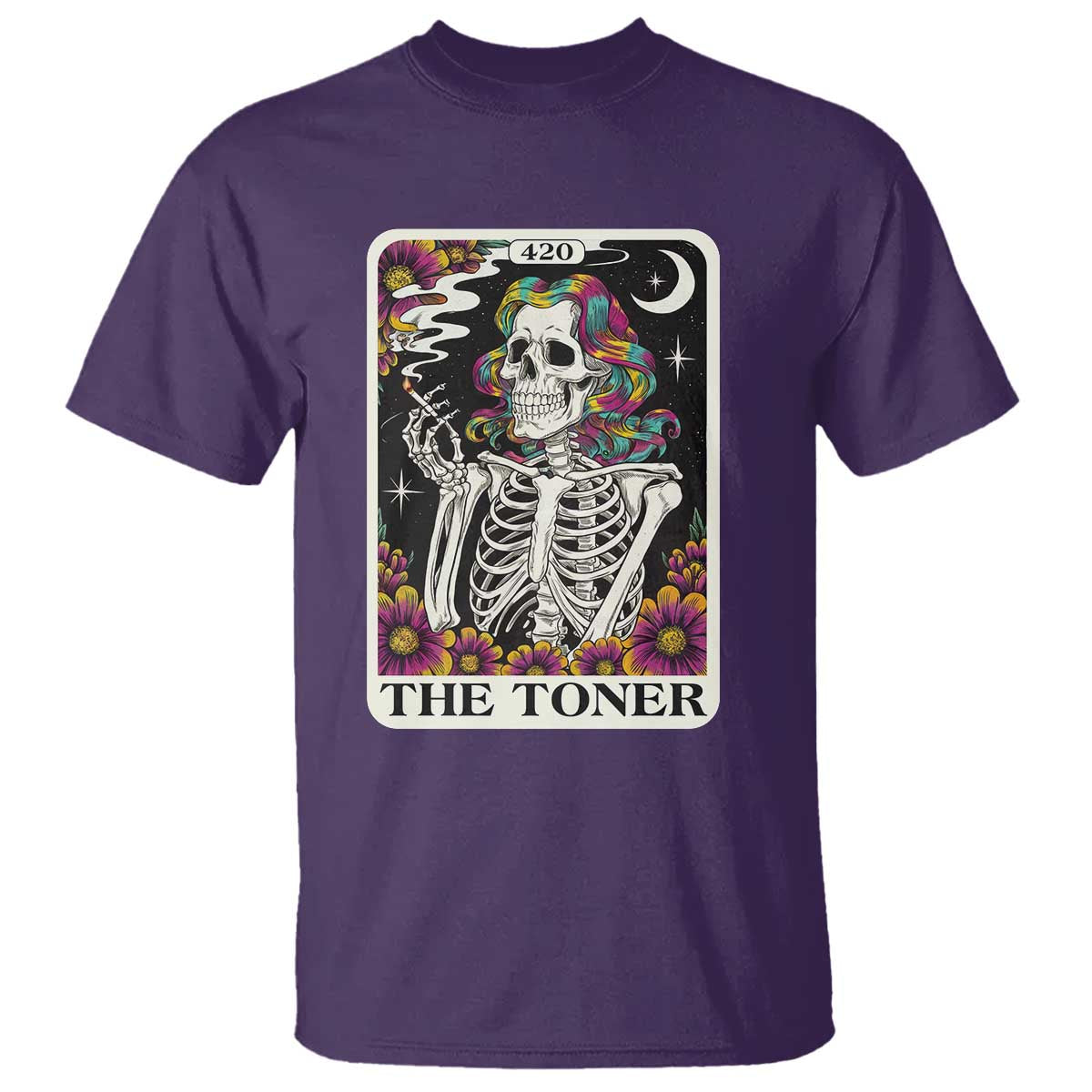 Skeleton 420 Cannabis T Shirt Tarot Card The Stoner Weed Lover TS02 Purple Print Your Wear