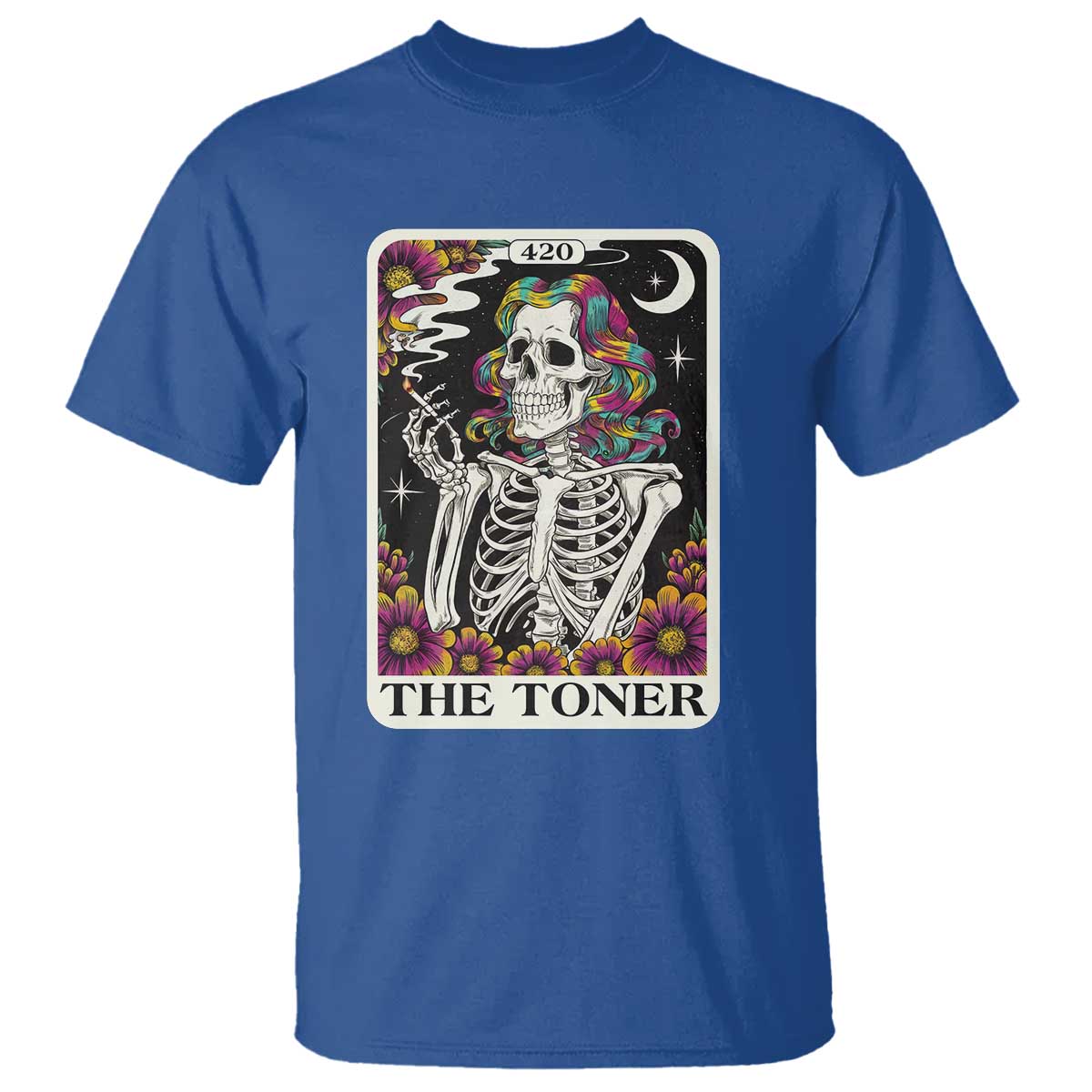 Skeleton 420 Cannabis T Shirt Tarot Card The Stoner Weed Lover TS02 Royal Blue Print Your Wear