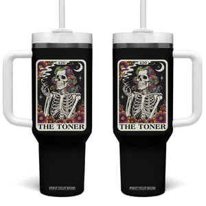 Skeleton 420 Cannabis Tumbler With Handle Tarot Card The Stoner Weed Lover TS02 One Size: 40 oz Black Print Your Wear