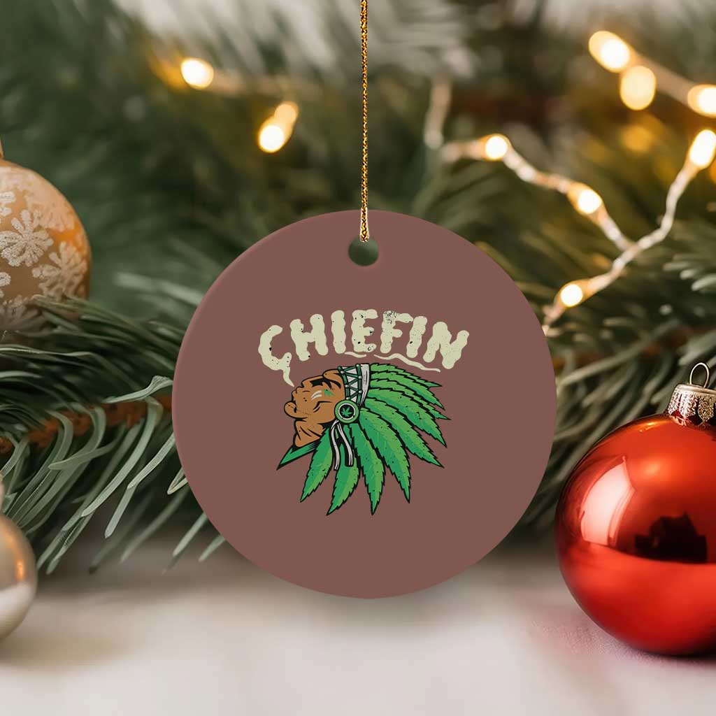 Chiefin Weed Smoking Ceramic Ornament Funny 420 Cannabis Pot THC Smoker TS02 1pc Mocha Print Your Wear