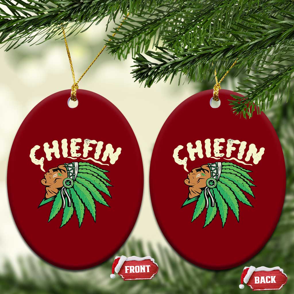 Chiefin Weed Smoking Ceramic Ornament Funny 420 Cannabis Pot THC Smoker TS02 Print Your Wear