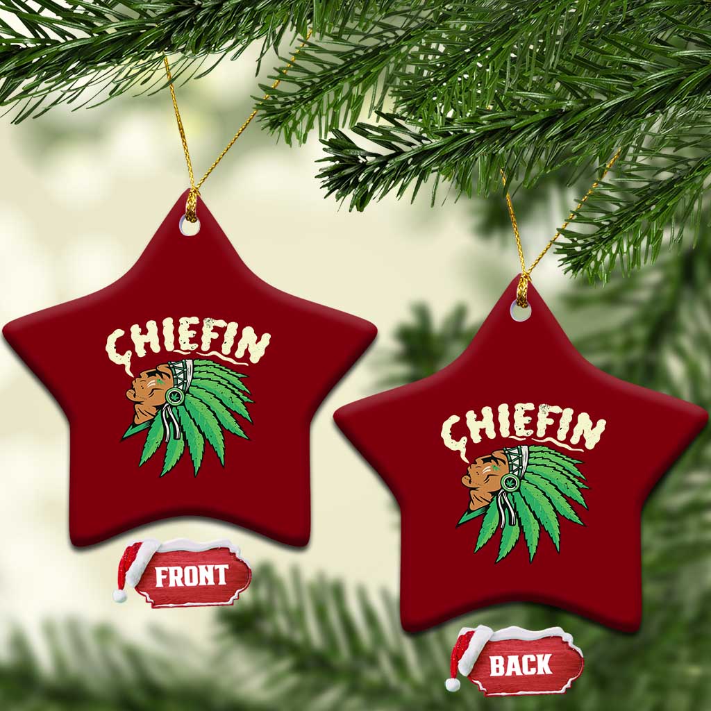 Chiefin Weed Smoking Ceramic Ornament Funny 420 Cannabis Pot THC Smoker TS02 Print Your Wear