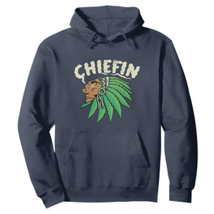 Chiefin Weed Smoking Hoodie Funny 420 Cannabis Pot THC Smoker TS02 Navy Print Your Wear