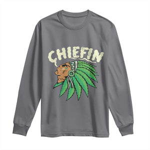 Chiefin Weed Smoking Long Sleeve Shirt Funny 420 Cannabis Pot THC Smoker TS02 Charcoal Print Your Wear