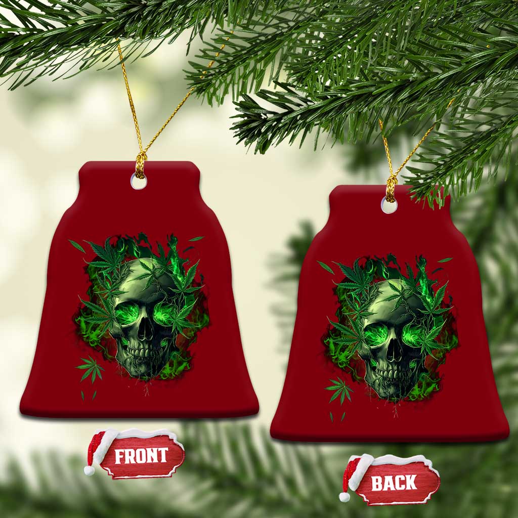 Marijuana Skull Ceramic Ornament Smoke Weed Cannabis 420 Pot Leaf TS02 Print Your Wear