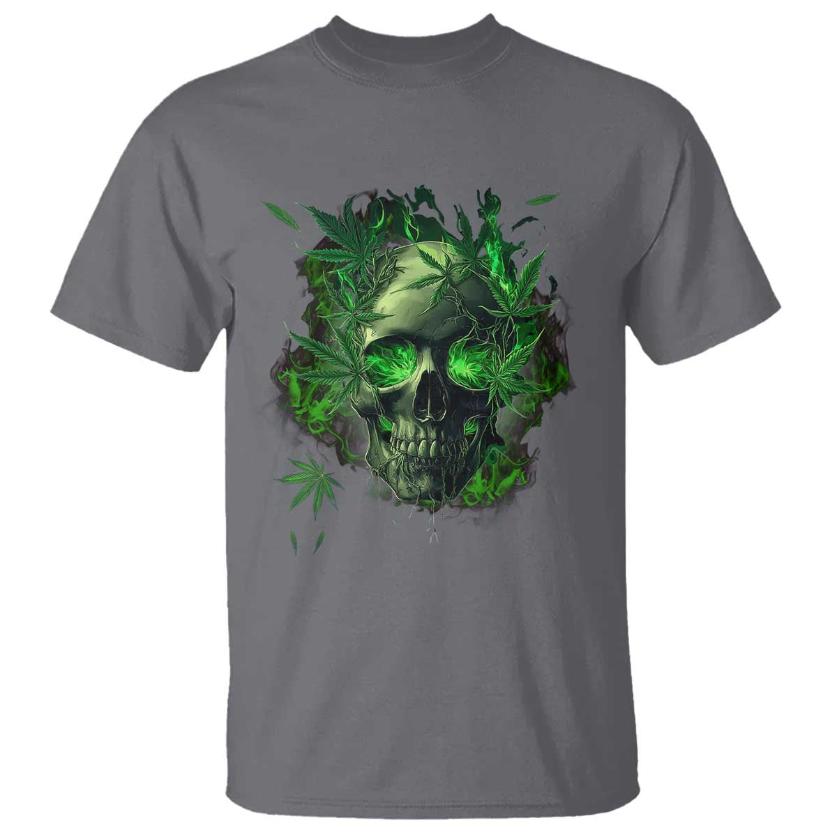 Marijuana Skull T Shirt Smoke Weed Cannabis 420 Pot Leaf TS02 Charcoal Print Your Wear