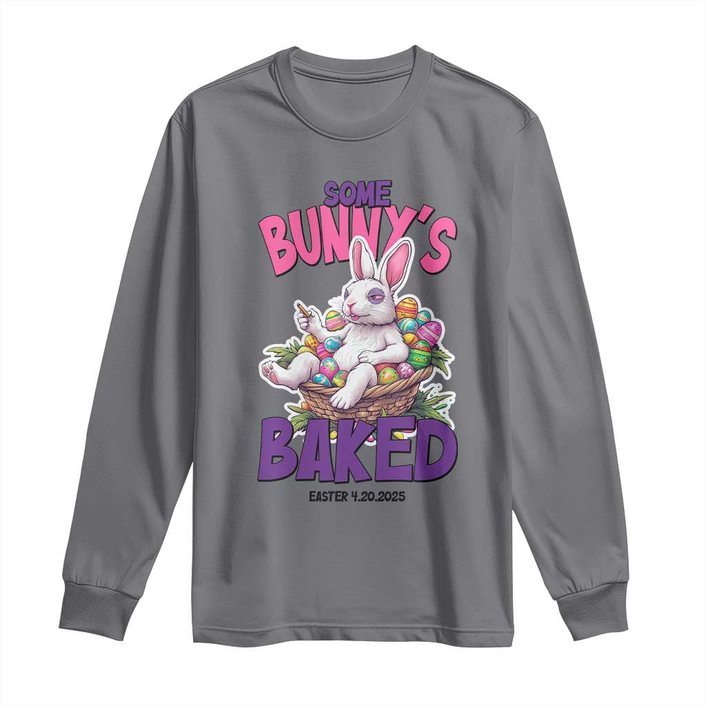 Happy 420 Easter Long Sleeve Shirt Bunny Funny Weed Smoking Rabbit Cannabis 4/20 Day TS02 Charcoal Print Your Wear
