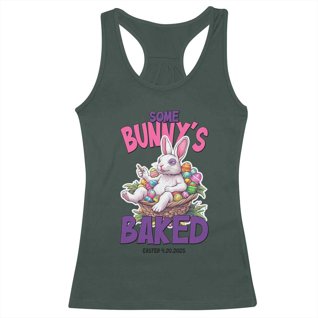 Happy 420 Easter Racerback Tank Top Bunny Funny Weed Smoking Rabbit Cannabis 4/20 Day TS02 Dark Forest Green Print Your Wear