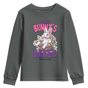 Happy 420 Easter Youth Sweatshirt Bunny Funny Weed Smoking Rabbit Cannabis 4/20 Day TS02 Dark Heather Print Your Wear