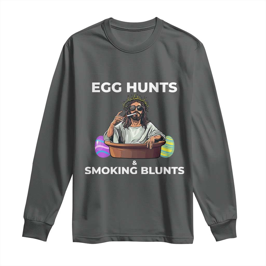 Happy 420 Easter Long Sleeve Shirt Blunt Stoner TS02 Dark Heather Print Your Wear