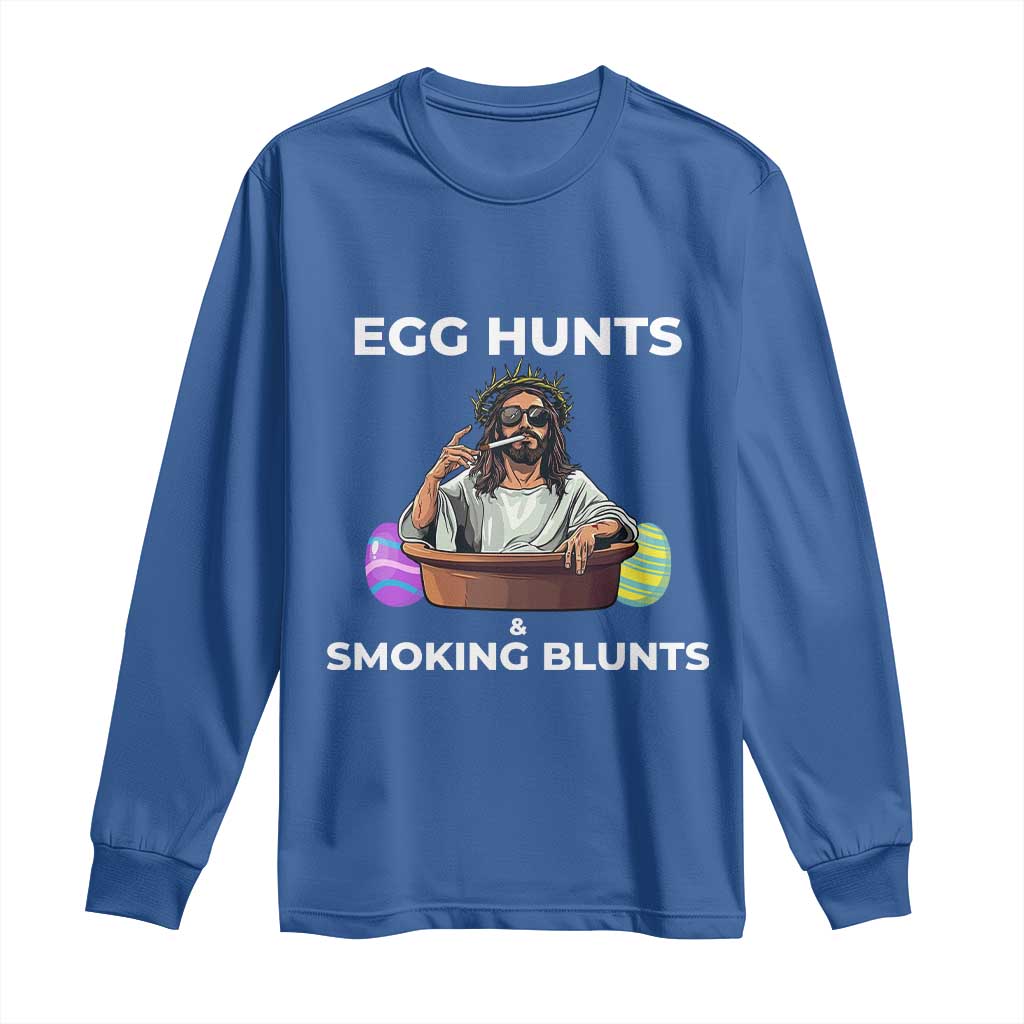 Happy 420 Easter Long Sleeve Shirt Blunt Stoner TS02 Royal Blue Print Your Wear