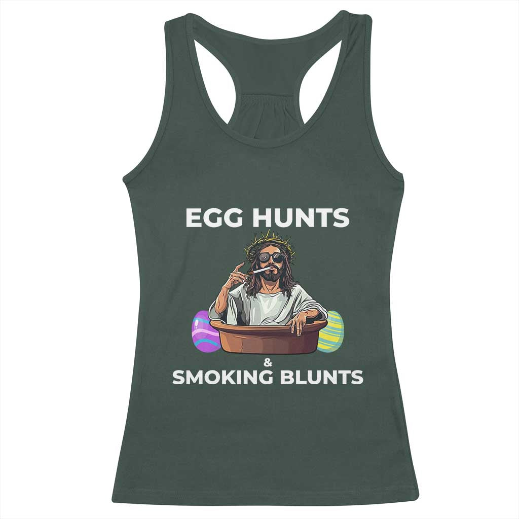 Happy 420 Easter Racerback Tank Top Blunt Stoner TS02 Dark Forest Green Print Your Wear
